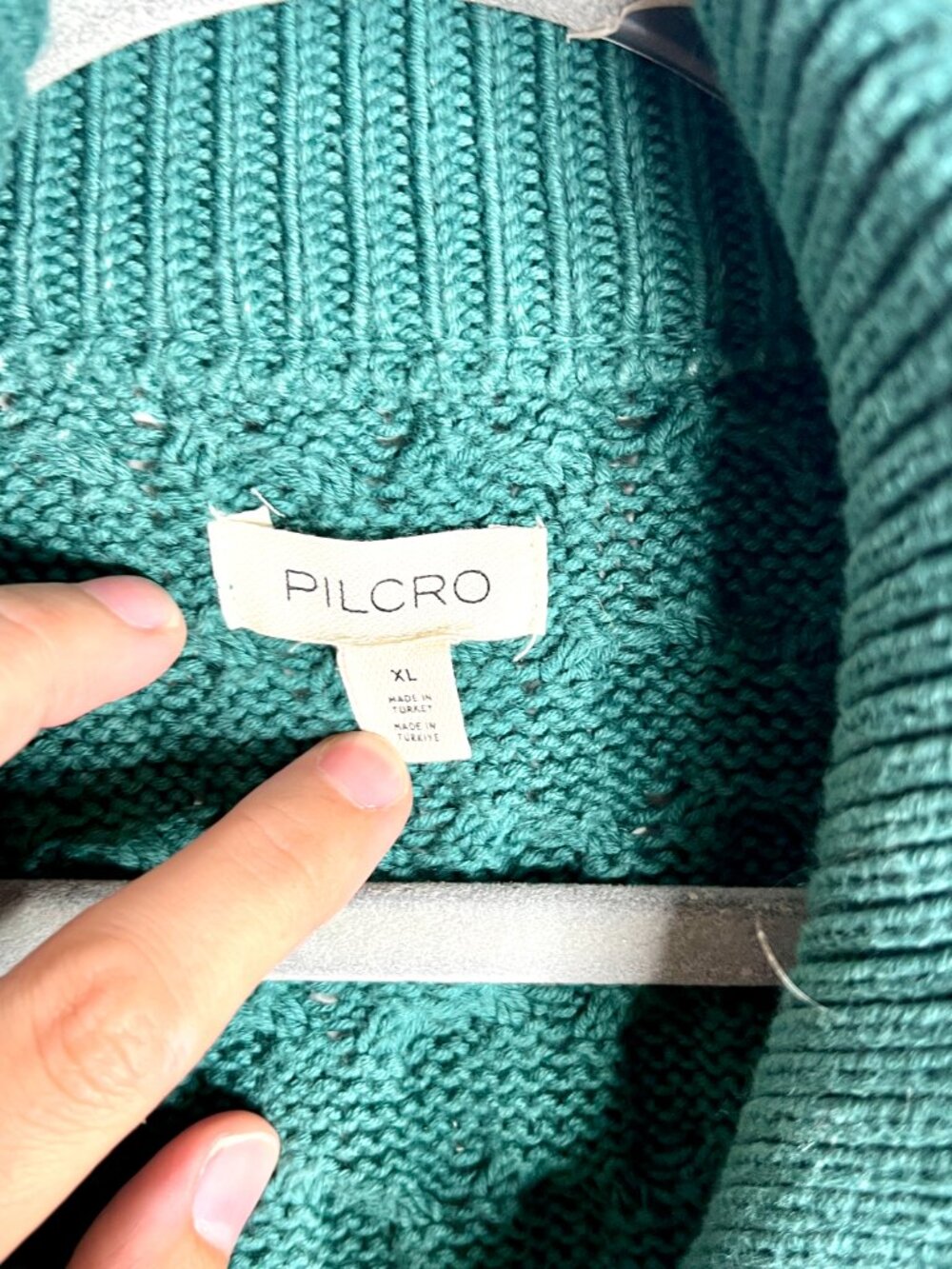Pilcro Anthropologie Chunky Cable-Knit Twofer Sweater Preppy Academia Sz XL - Picture 4 of 6